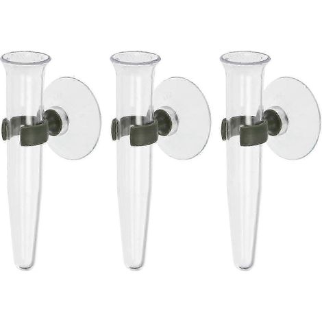 Tubes à eau floraux avec ventouse, 3 vases muraux en plastique transparents, diamètre intérieur 1,5 cm, longueur 10 cm (1/4)