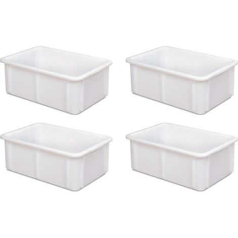 BRB Lot de 4 bacs Euro Caisse en Plastique pour charges lourdes, L 600 x l 400 x H 215 mm, 40 l, blanc