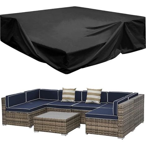 Gartenmöbelabdeckung, Terrassenmöbelabdeckung, wasserdicht, UV-beständig, reißfest, Oxford-Gewebe für den Außenbereich/Rattan, rechteckig, 123 x 123 x 74 cm (1/5)