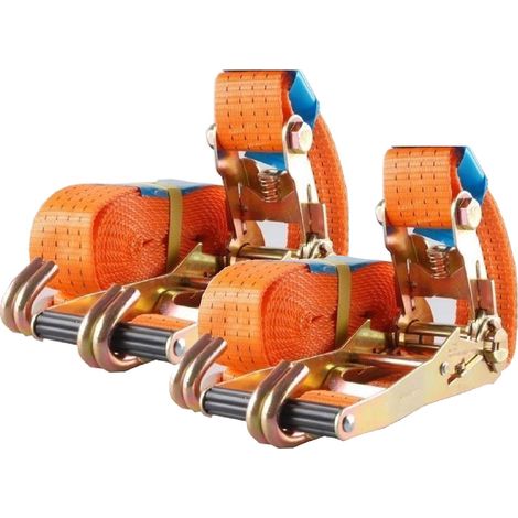2x Profi Ratschen Spanngurt Spanngurte Zurrgurt 2-tlg 6m 4t 4to 4000kg TÜV/GS ORANGE (1/3)