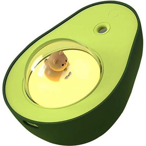 [NEVER USED] Mini Night Light Humidifier, 210ml Avocado Shape Cool Mist Small Silent Atomization Humidifier with Cute Cat Design for Baby Room