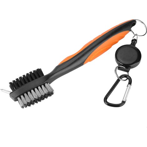 Brosse de golf multifonctionnelle pour nettoyer les rainures des clubs, avec mousqueton et outil de nettoyage de golf (1/5)