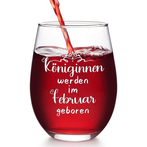 Weinglas Geschenk Freundin Geburtstag Königinnen Februar Rot (1/5)