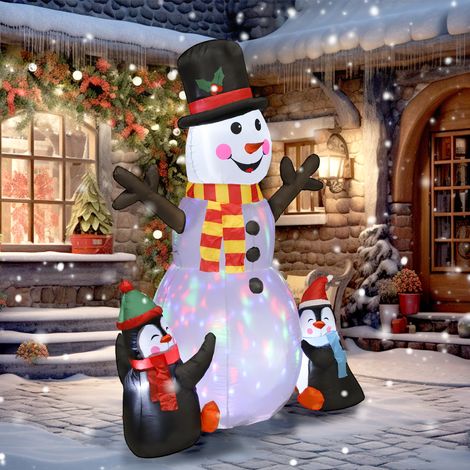 Bonhomme de neige et pingouins gonflable de Noël de 180 cm avec lumières LED, décoration de Noël intérieur et extérieur (1/5)