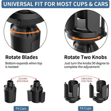 Adattatore portabicchieri per auto multiuso con base regolabile, supporto per bevande e lattine per auto, colore nero. (1/4)