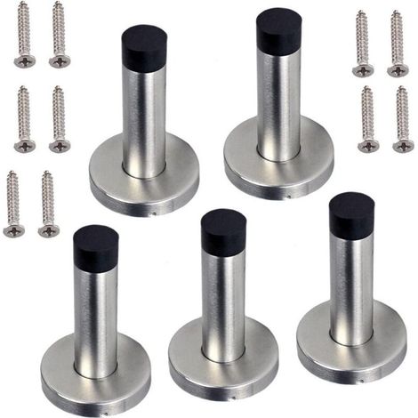 5X Door Stoppers, STAINLESS STEEL Door Stops, with Rubber, Safety for Child's Fingers (5 door stoppers)