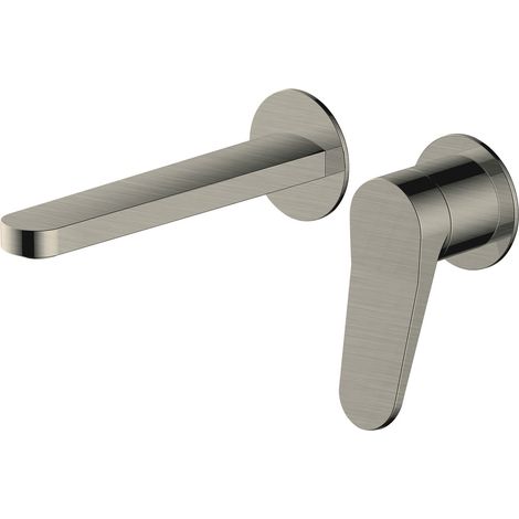 RAK Petit Round Wall Mounted Basin Mixer Tap - Brushed Nickel (1/2)