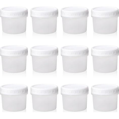 Lot de 12 petits récipients alimentaires avec couvercles, 113,4 g en plastique avec couvercles à visser pour yaourt, vinaigrette, boîte à déjeuner (1/5)