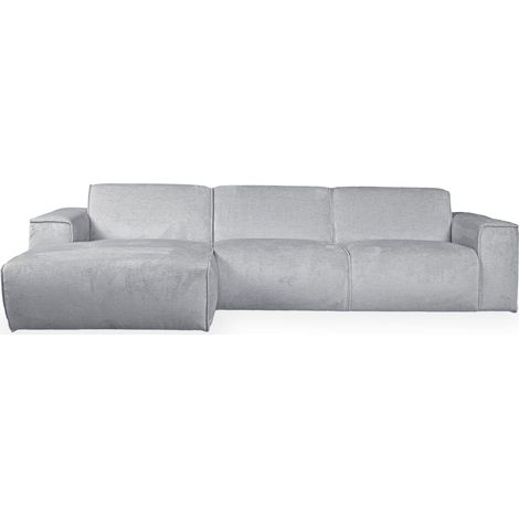 Mobilier Deco – Canapé d'angle en tissu gris – Angle gauche – Dimensions L313xP162xH77 cm – Assise moelleuse et dossier rembourré (1/5)