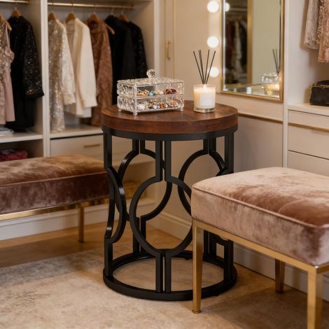 Petite table de salon, table d'appoint ronde, table basse, table de chevet pour chambre à coucher (1/4)