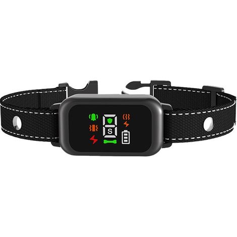 NALOOKAMIC Collier anti-aboiements - IP67 - Écran couleur D70 (Son, Vibration, Stimulation électrique, Multifonctionnel)- Noir (1/3)