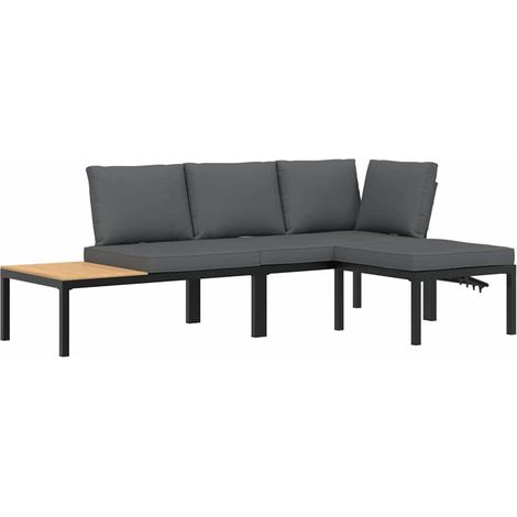 Maison Exclusive - Set Divani da Giardino 3 pz con Cuscini in Alluminio Nero (1/5)