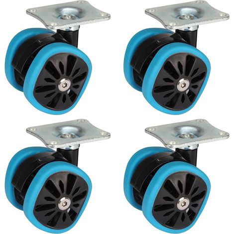 Dörner + Helmer Design Lenkrollen, Eckige Rollen, 4er-Set, 58mm x 10,5mm, 280kg Tragkraft, 70mm x 58mm Platte, Blau