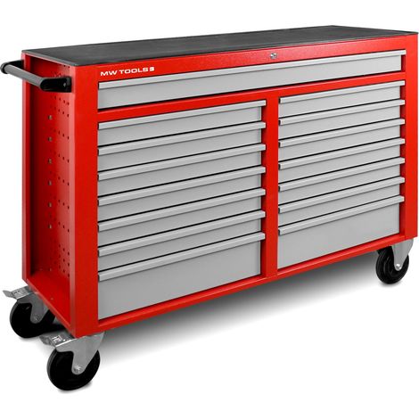 Mw Tools – Servante d'atelier roulante 15 tiroirs – Acier soudé – Serrure centralisée – Capacité tiroirs 40 kg – Hauteur de travail 1050 mm – GW115