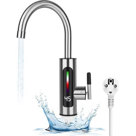 Valve water hot electric instant 3000 W Stainless steel 304 Temperature adjustable 30-60℃ Display LED Installation flexible (1/4)