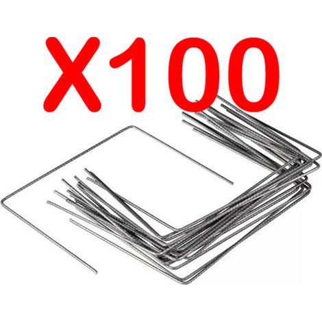 Agrafes toile de paillage anti mauvaises herbes largeur 20cm Fabrication Française Pointes bisautées Lot de 100 sardines métal (1/3)