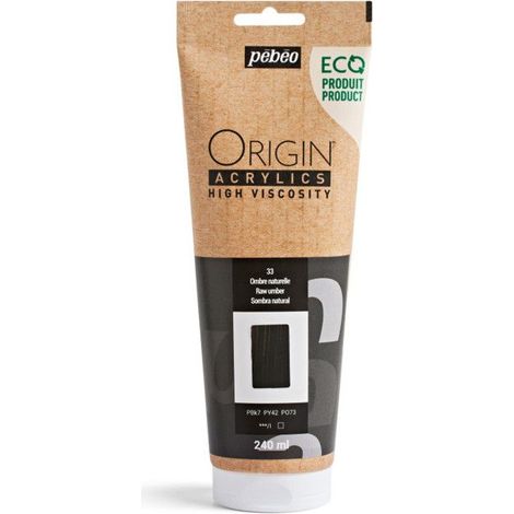 Peinture acrylique - Ombre naturelle - 33 - Haute viscosité - Pébéo - Origin acrylics - 240ml