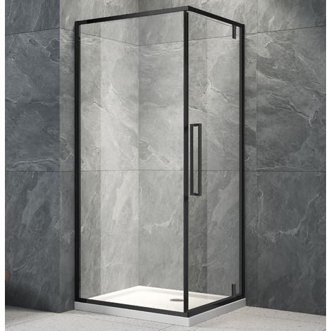 Box Doccia 90x70 Cm Porta Battente Basculante Nero Anticalcare  Lux (1/2)