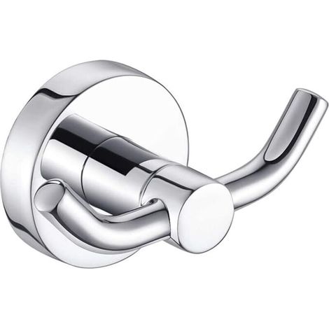 Handtuchhaken aus verchromtem Chrom – Modernes Design mit doppeltem Handtuchhaken, ideal als Bademantel- und Handtuchhaken