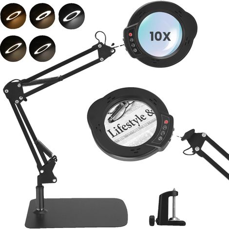Lampe Loupe, 10X de Grossissement, Lumière LED, 10X, noir (1/2)