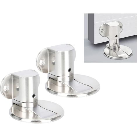 Magnetischer Türstopper, verstellbarer Türstopper, verdeckter magnetischer Türstopper, inklusive 2 Sets bohrfreier Klebestreifen, geeignet für stabile Haus- und Bürotüren (silber). (1/5)