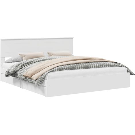 Storage Bed with Headboard White 180 x 200 cm Engineered Wood vidaXL