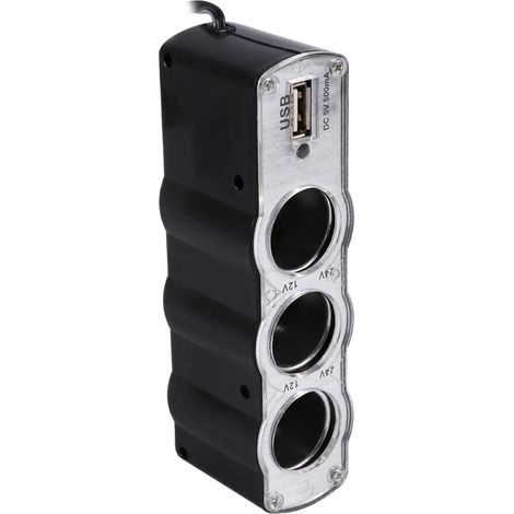 Triple allume-cigare voiture avec ports USB et DC - chargeur multiprise pour véhicule (1/5)