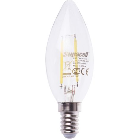 Litecraft Light Bulb 2 Watt E14 Small Edison Screw Candle Warm White LED - Clear