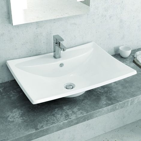 Lavabo da appoggio moderno 60cm linea Litos-T160 kamalu