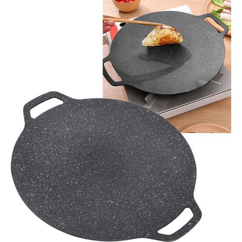 Poêle à griller de camping, réchaud à gaz portable d'extérieur, plaque en fonte, poêle à viande pour barbecue, poêle à griller ronde, 30 cm (1/5)