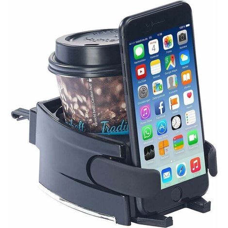 Porte-boissons pour voiture : boissons 2 en 1 et support pour smartphone pour grille d'aération de voiture (porte-gobelet pour voiture)-Fei Yu (1/4)