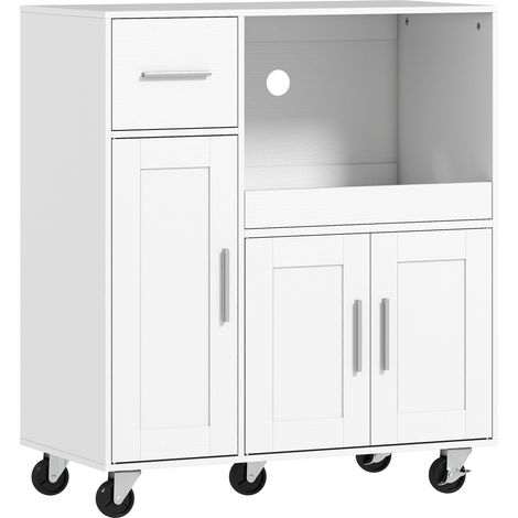 Desserte mobile Vocca rangement cuisine extensible tiroirs portes blanc (1/5)