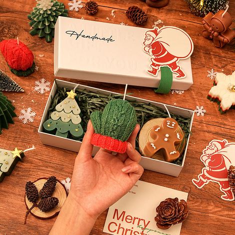 Bougies parfumées de Noël en forme de sapin et de renne, bougies artisanales décoratives, coffret cadeau festif, décoration de Noël pour maison, table et fête (1/2)