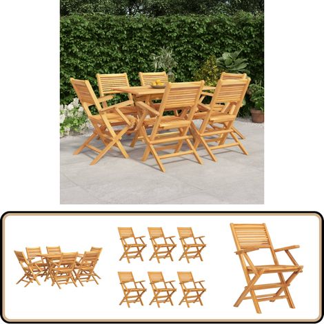 7-tlg. Garten-Essgruppe Massivholz Teak - Holztisch - Gartentisch - Essgruppe - Gartenmöbelset - Teakholzmöbel