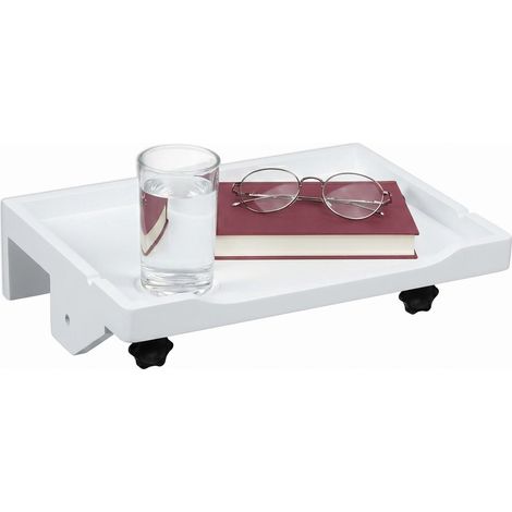 Bamboo Clamp-On Bedside Shelf with Cup Holder - White (1/5)