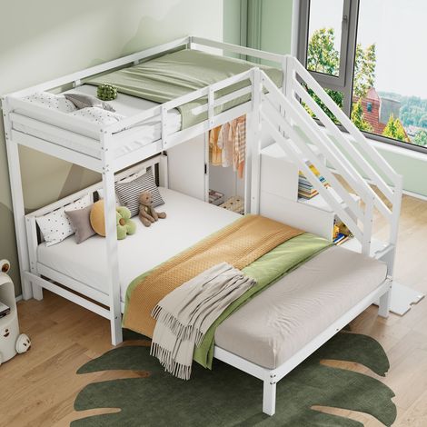 Lit coffre 140x200 avec rangement blanc HAVRYA (1/5)