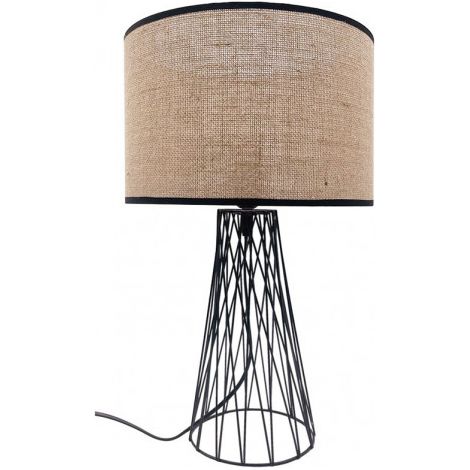 FABRILAMPE 161371039 Tischlampe Goran 1xe27 Schwarz Hose.Leinen Beige 51x32x32 cm