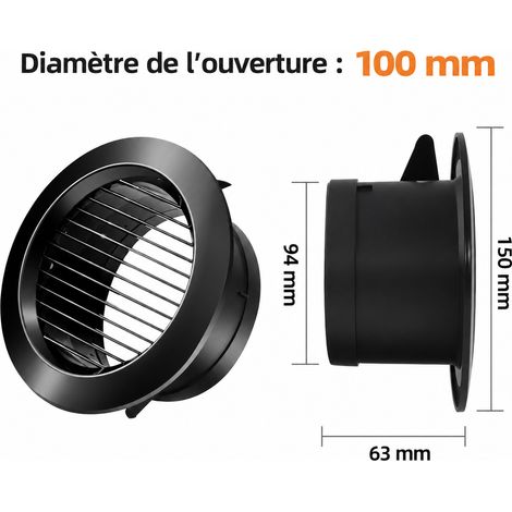 Bouche d'aération ABS persienne droite noire 100 fabricant établi qualité garantie 15 × 15 × 8 cm 71 g – Livraison gratuite