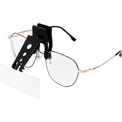 Clip-on Magnifier for Glasses with 3 Interchangeable Lenses, Clip-on and Flip-up, Hands-Free, 1.5 x 2.5 x 3.5 x, for Reading, Sewing, Hobbies, Maps (1/5)