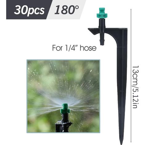 (B-30PCS) Buse de brumisation de 13 cm avec piquet pour tuyau de 6,35 mm (1/4") - Arroseur de jardin à goutte-à-goutte - Pulvérisateur agricole (1/4)