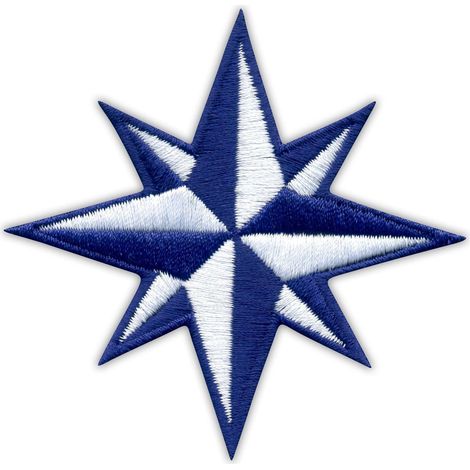 Aufnäher Kompassrose - Windrose - Aufbügelbare/Heißsiegel-Rückseite - Gestickter Aufnäher/Abzeichen/Emblem