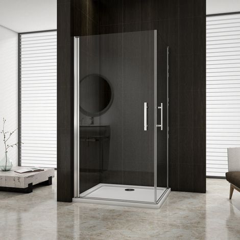 Box Doccia Angolare Due Porte a Battente Rotazione Di 180 Gradi Vetro Temperato 6 mm Anticalcare Trasparente 100x100x195 cm (1/5)