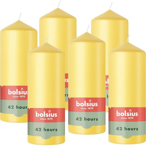 Candela a colonna Bolsius, colore giallo sole, 150/58 mm, altezza 42 cm, 6 pezzi. (1/4)