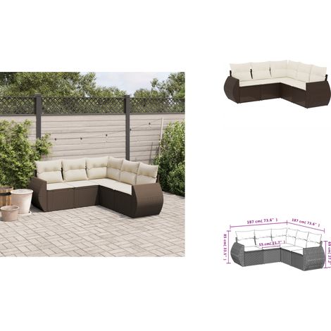5-tlg. Garten-Sofagarnitur mit Kissen Braun Poly Rattan - Garten Sofagarnitur - Garten Sofagarnituren - Outdoor Sofagarnitur - Sofagarnitur Terrasse (1/3)