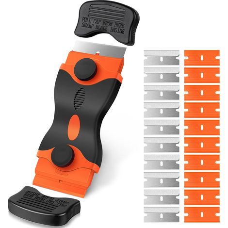Grattoir Pour Table De Cuisson En Verre, Y Compris 20 Lames De Grattoir De Rechange, Grattoir De Nettoyage Multi-usages Pour Gratter Les étiquettes, Décalcomanies, Autocollants, Calfeutrage (1/5)
