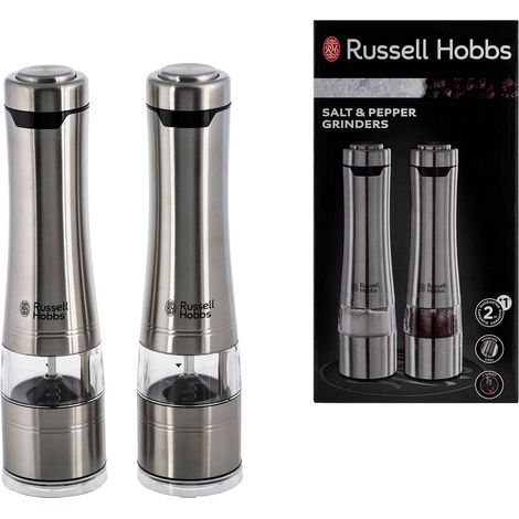 Russell Hobbs Classics - Elektrische Pfeffer- und Salzmühlen (Keramikmahlwerk, Edelstahl, Silbergrau) -nr. 23460-56