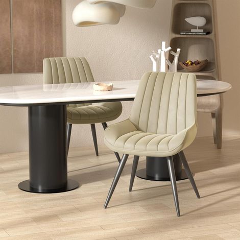 Esszimmerstühle 2er Set, Polsterstühle mit Rückenlehne, Beige (1/5)