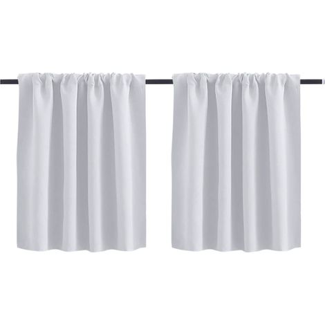 Rideaux de cuisine — 30 po x 36 po, texture gaufrée, rideaux de café filtrant la lumière — Blanc, lot de 2 pièces (1/5)