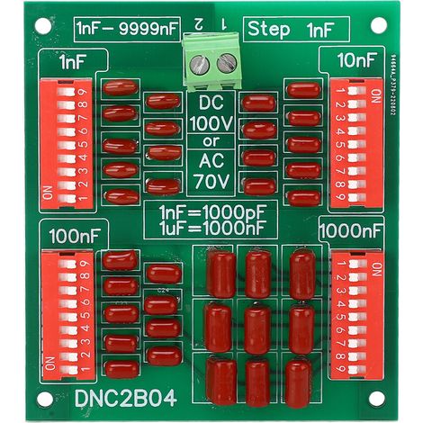 Panneau de condensateur Programmable 1nF, étape à 4 chiffres, Film en polypropylène, DC100V AC70V DNC2B04 (1/5)