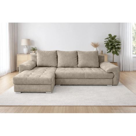 AX LIVING Manisa Wohnzimmer Couch L Form Hellbraune Sofa L